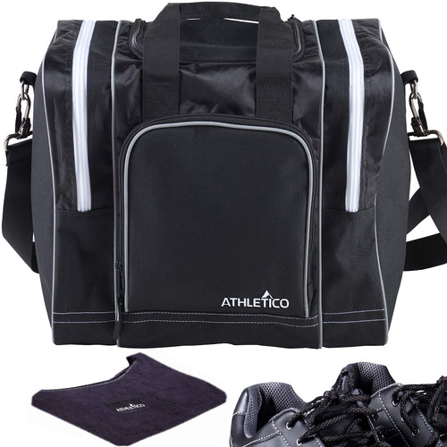Athletico Bowling Bag & Seesaw Polisher Bundle - Single Ball Tote Bag With Padded Ball Holder - Fits a Single Pair of Bowling Sh