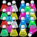 Soulchen 24 Pack 12 Pcs Badminton Birdies and 12 Pcs Glow in the Dark LED Shuttlecocks for Badminton Indoor Outdoor Training Exe