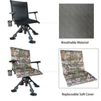 Cross Mars Silent Swivel Stable Portable Ground Folding Outdoor Camping Fishing Hunting Blind Chair Seat With Cover, 4 Legs Adju