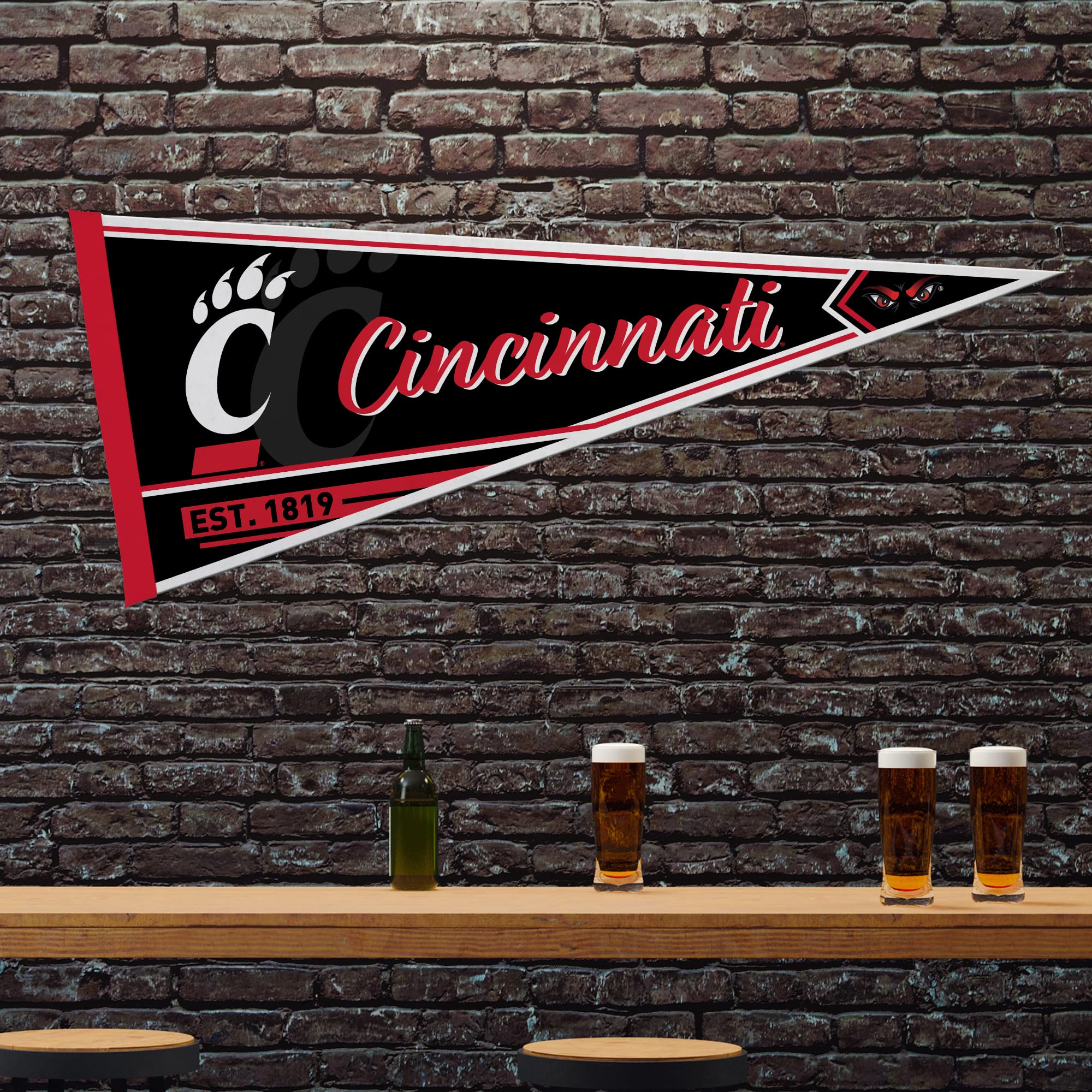 Rico Industries Ncaa Cincinnati Bearcats Classic 12'' X 30'' Felt Wall D  Cor Pennant - Great For Home/Bed Room/Man Cave D  Cor