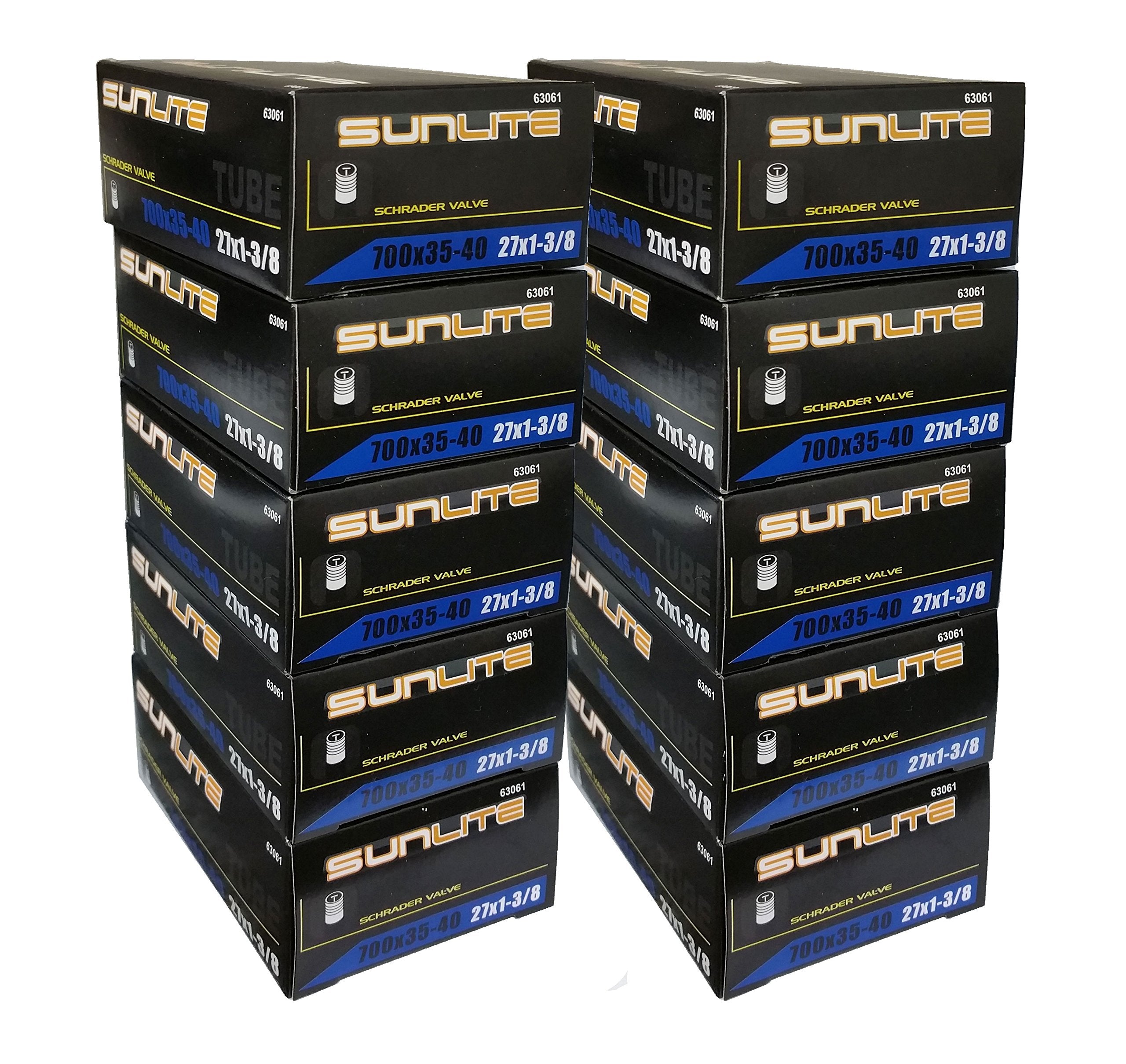 10 Pack Inner Tubes, 700 x 35-40 (27 x 1-3/8) Schrader Valve 32mm, Sunlite