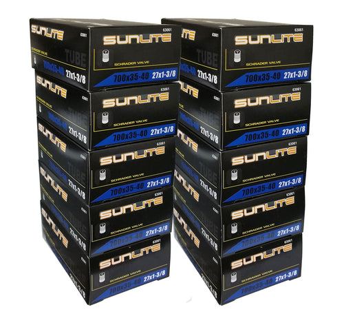 10 Pack Inner Tubes, 700 x 35-40 (27 x 1-3/8) Schrader Valve 32mm, Sunlite