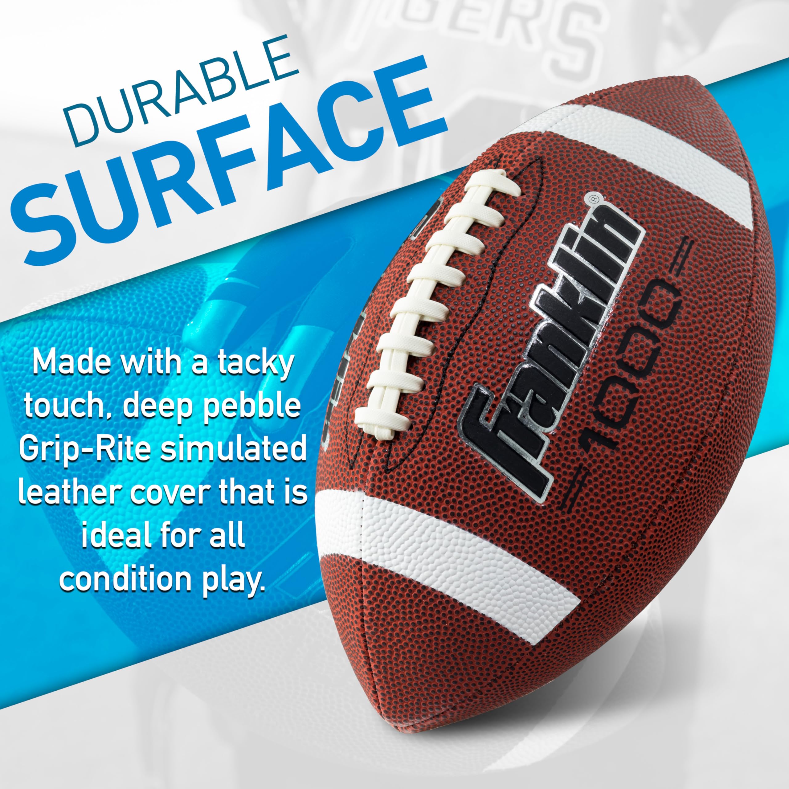 Franklin Sports Football, Kicking Tee + Pump Set - Grip Rite Official Size Football Set For Kids + Adults - Ball, Tee + Air Pump