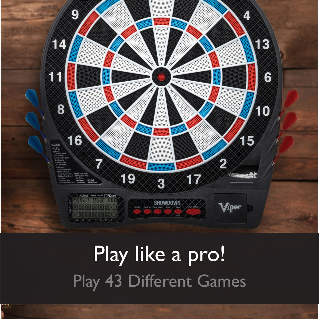 Viper Showdown Electronic Dartboard Sport Size Over 30 Games With 590 Options Automatic Scoring Lcd Display Missed-Dart Catch Ba