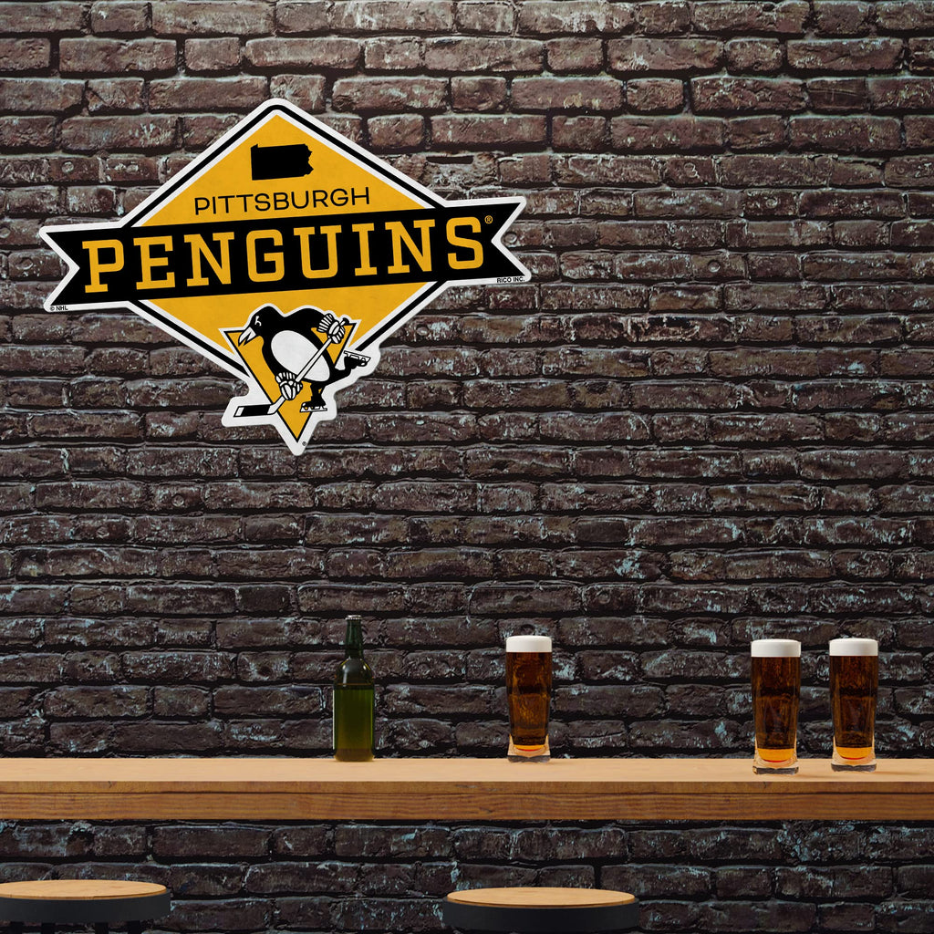 Rico Industries Nhl Pittsburgh Penguins Diamond Shape Cut Pennant - Home And Living Room D  Cor - Soft Felt Ez To Hang