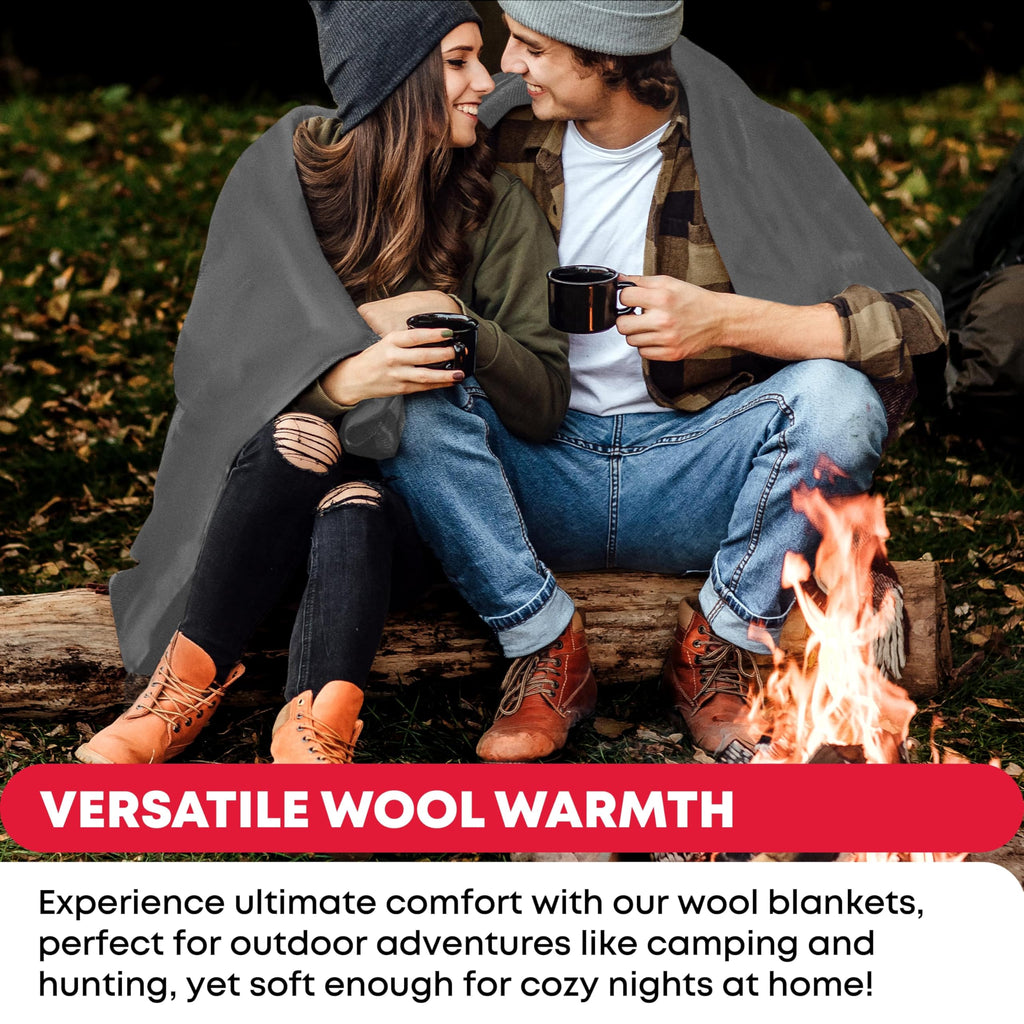 Military Wool Blanket - 95% Wool, Washable, Perfect For Outdoors, Camping, Picnics, Travel, Car & Bushcraft Emergency Blanket, 9