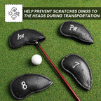 Finger Ten Golf Iron Head Covers Value 12 Piece Set, Synthetic Leather Deluxe Club Headcover, Universal Fit Main Iron Clubs (1 S