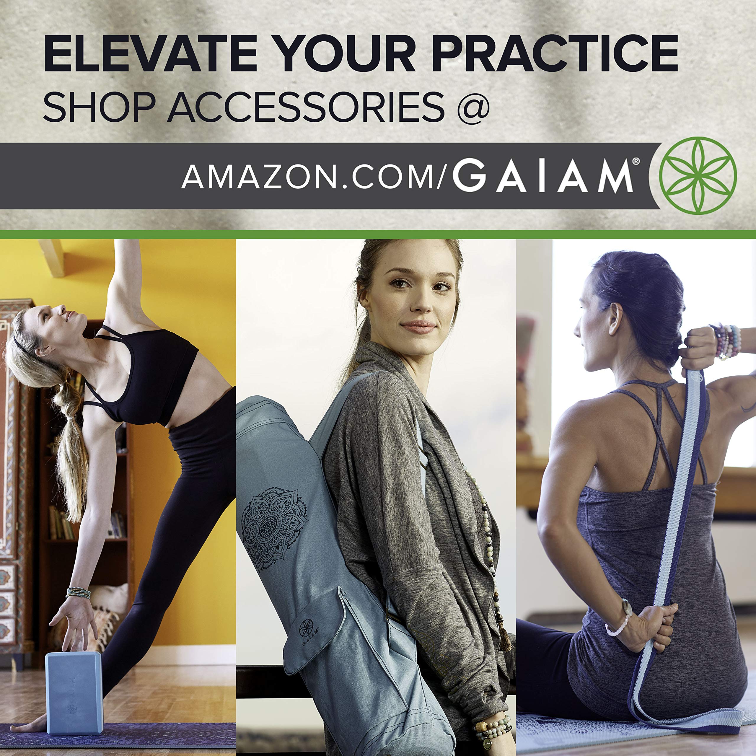 Gaiam Yoga Mat Classic Print Non Slip Exercise & Fitness Mat For All Types Of Yoga, Pilates & Floor Workouts, Here & Now Dusty R