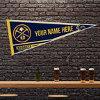 Rico Industries Nba Basketball Denver Nuggets Personalized - Custom 12'' X 30'' Soft Felt Pennant - Ez To Hang