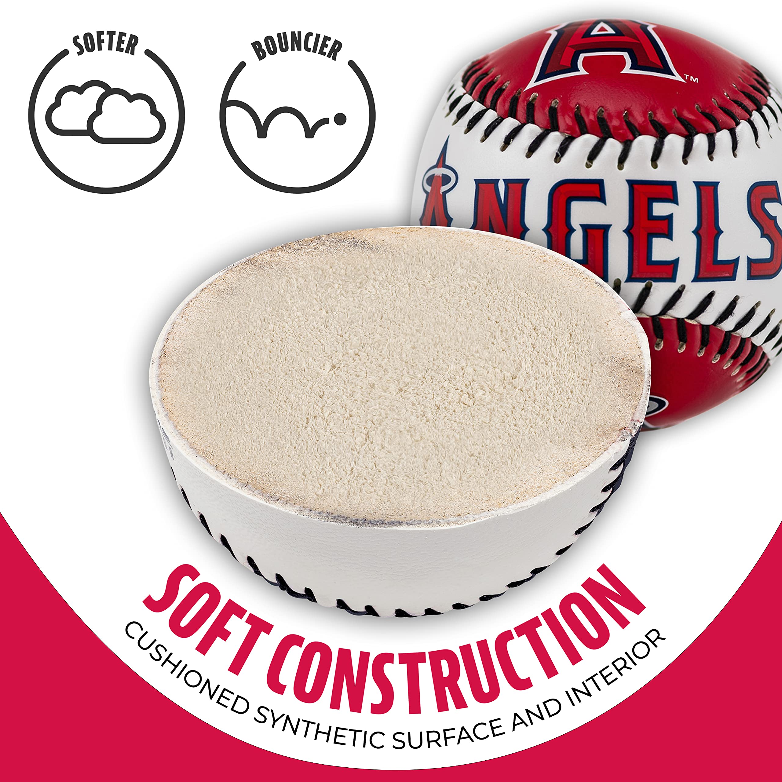 Franklin Sports Los Angeles Angels Mlb Team Baseball - Mlb Team Logo Soft Baseballs - Toy Baseball For Kids - Great Decoration F