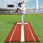Shopsource Softball Pitching Mat, 10 x 3 FT Baseball Training Surface, Upgraded Anti-Slip With Stitched Embroidery Turf, Soft Ru