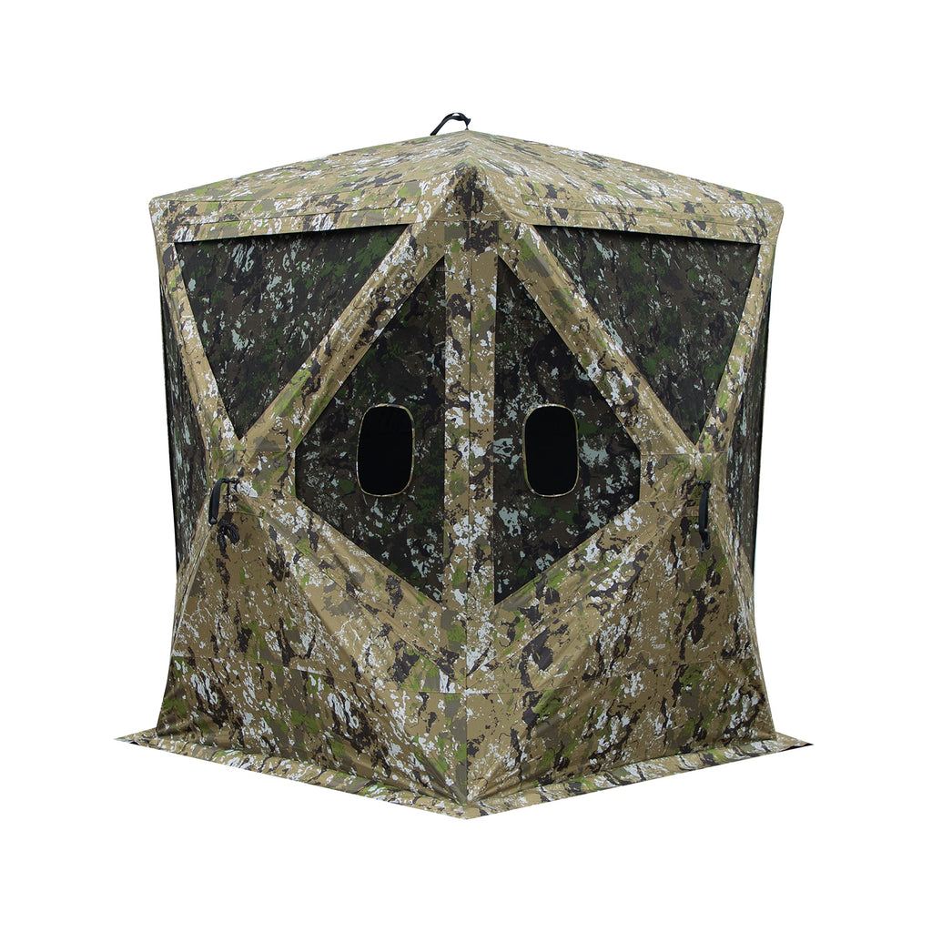 Barronett Blinds Big Mike, Portable Hunting Blind, Tall Hub Blind, Shoot While Standing, Low Profile Windows, 2-Person, Crater T