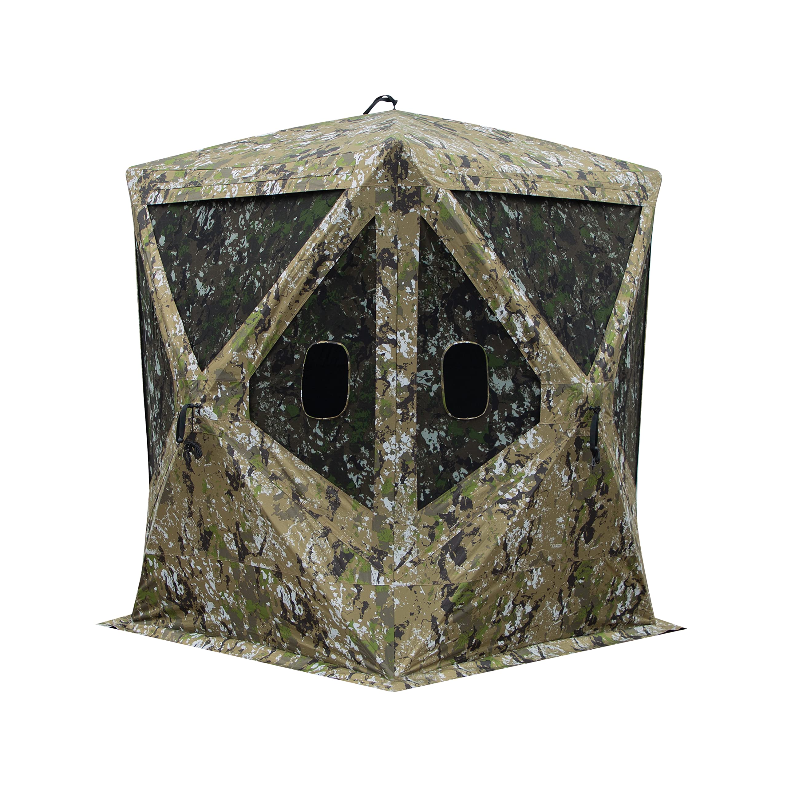 Barronett Blinds Big Mike, Portable Hunting Blind, Tall Hub Blind, Shoot While Standing, Low Profile Windows, 2-Person, Crater T