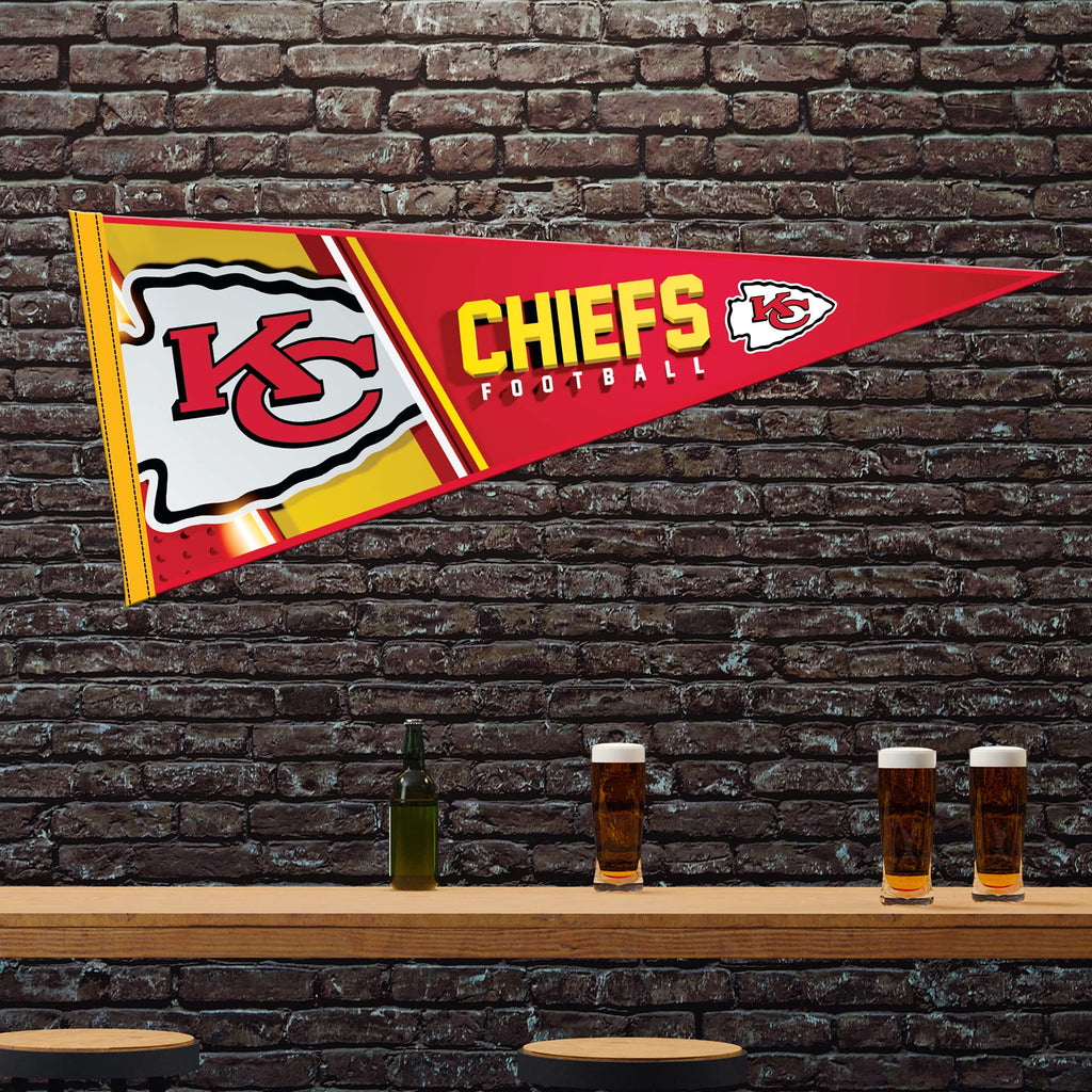 Rico Industries Nfl Football Kansas City Chiefs Primary 12'' X 30'' Felt Wall D  Cor Pennant - Great For Home/Bed Room/Man Cave