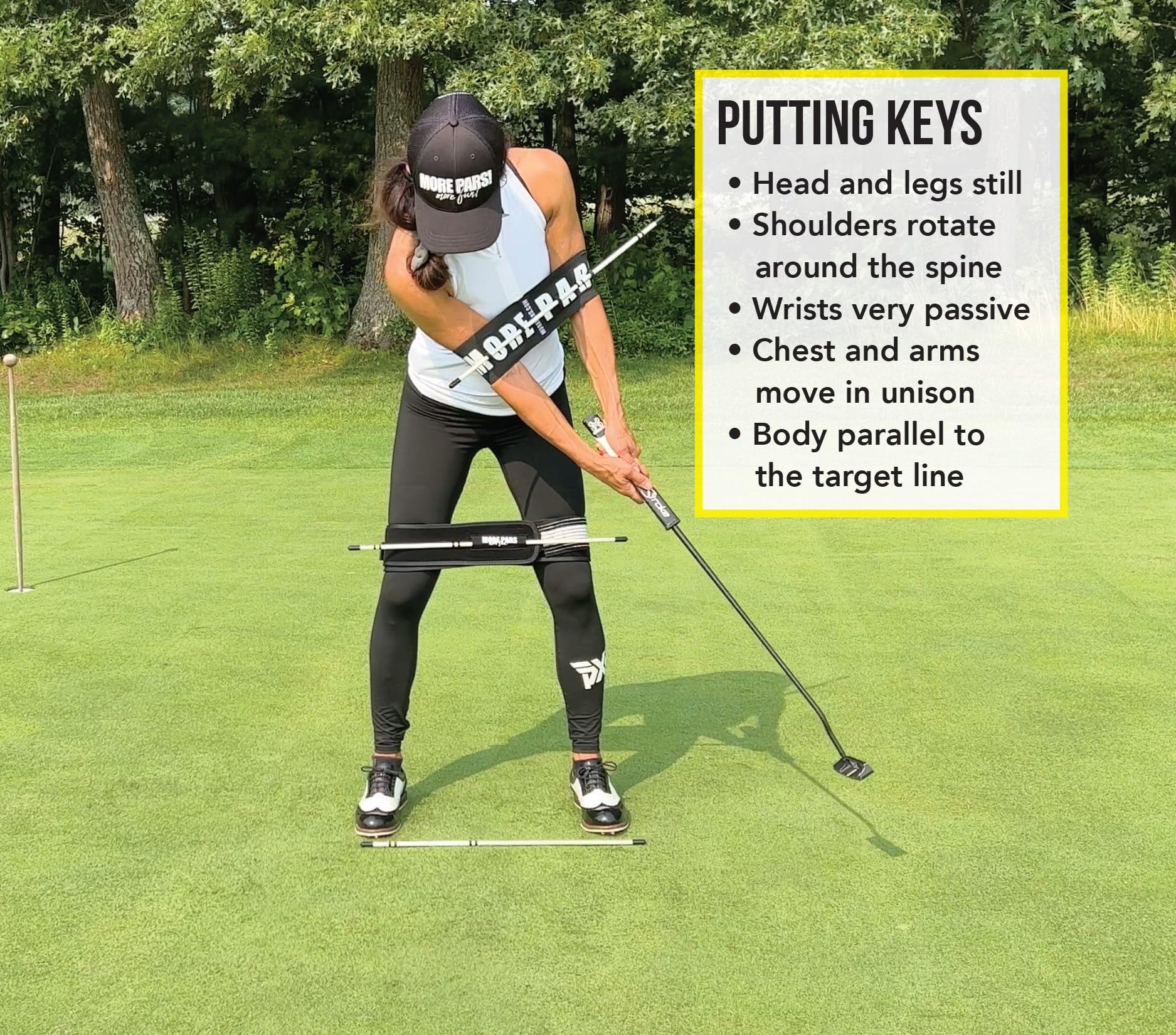 More Pars Arm Band & Leg Trainer With Mini Rods For Putting  Improve Setup & Stroke Trainer  Clear Visuals & Feels For Immediate