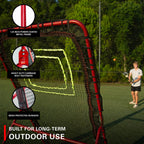 Rukket 4X7Ft Lacrosse Rebounder Pitchback Training Screen, Practice Catching, Throwing, And Shooting