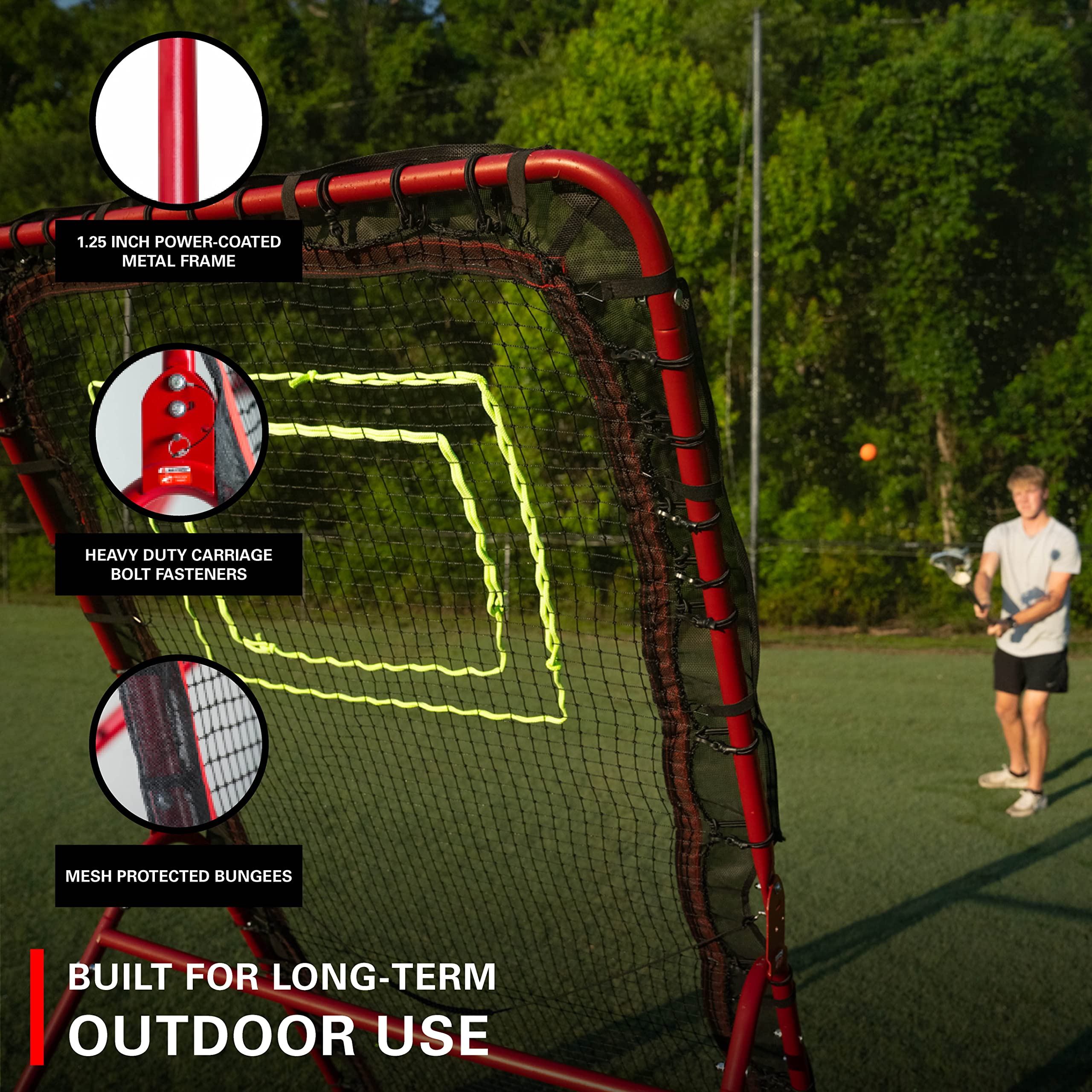 Rukket 4X7Ft Lacrosse Rebounder Pitchback Training Screen, Practice Catching, Throwing, And Shooting