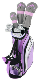 Precise M3 Ladies Womens Complete Golf Clubs Set Includes Driver, Fairway, Hybrid, 7-Pw Irons, Putter, Stand Bag, 3 H/Cs Purple