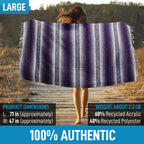 Hydration Nation Authentic Extra Large Mexican Blanket (70X50) - Handwoven Yoga, Serape - Artisanal Falsa, Beach, Camping, Picni
