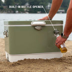 FSE Retro Metal Cooler, 80 Can/54 Qt. Capacity, Hard-Sided, Two Tone, Holds Up to 80 Beverage Cans, Metal Construction with Plas
