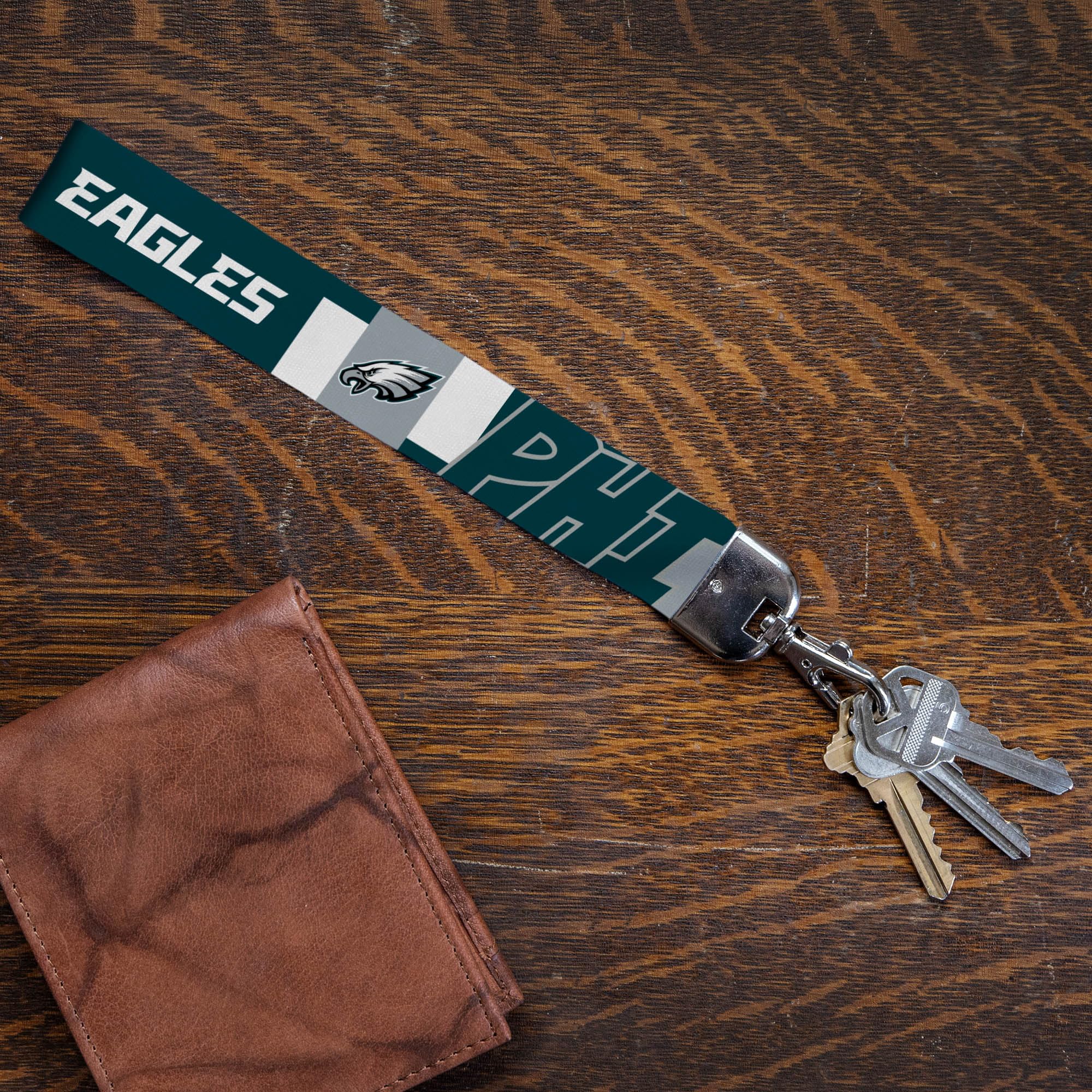 Rico Industries Nfl Football Philadelphia Eagles Standard Wrist Lanyard Key Chain, Cute Wristlet Strap Keychain Holder For Women