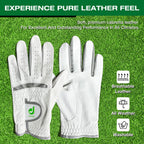 Dprofy Mens Golf Glove Pro Cabretta Leather Golf Gloves Golf Accessories, Pack Of 2 (Large)