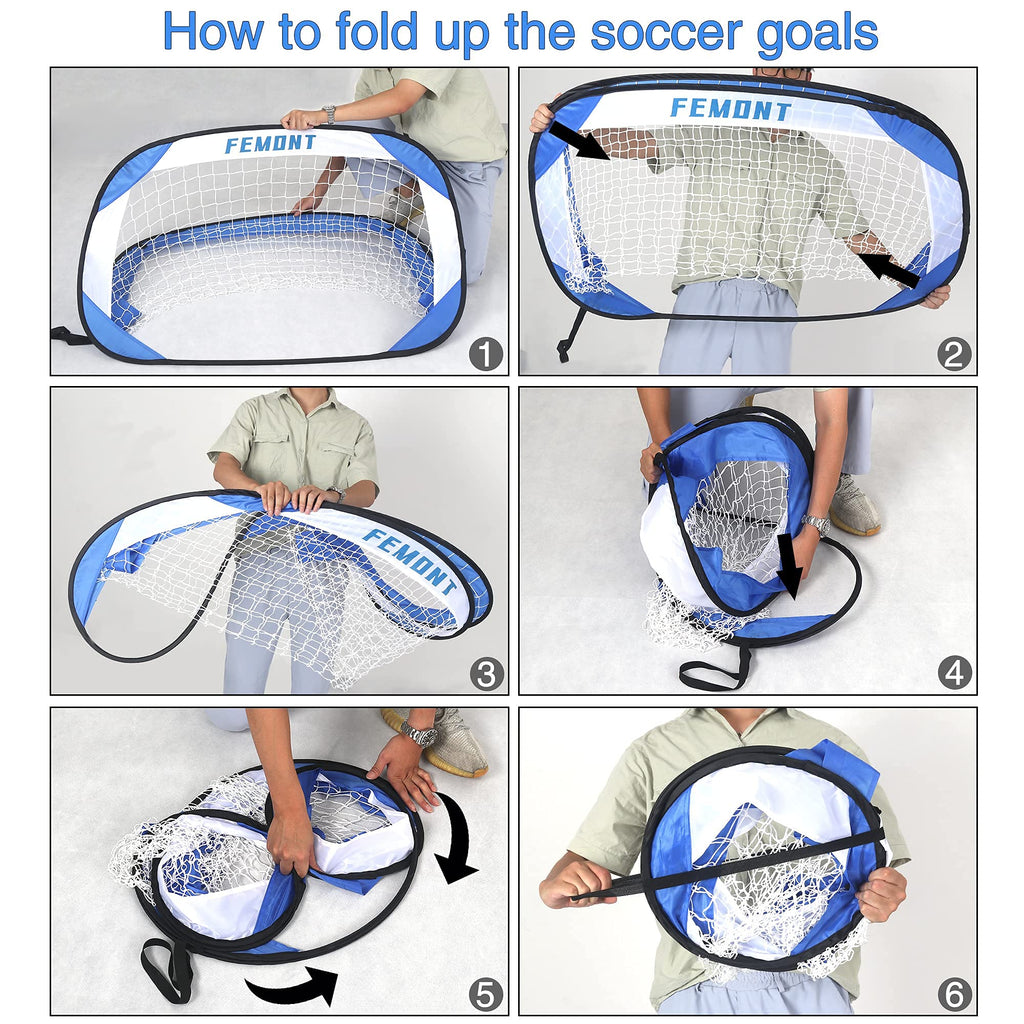 Femont Soccer Goals Set For Backyard, 4X2.5Ft Portable Pop Up Soccer Nets With Carrying Bag For Indoor Outdoor Games Practice Tr