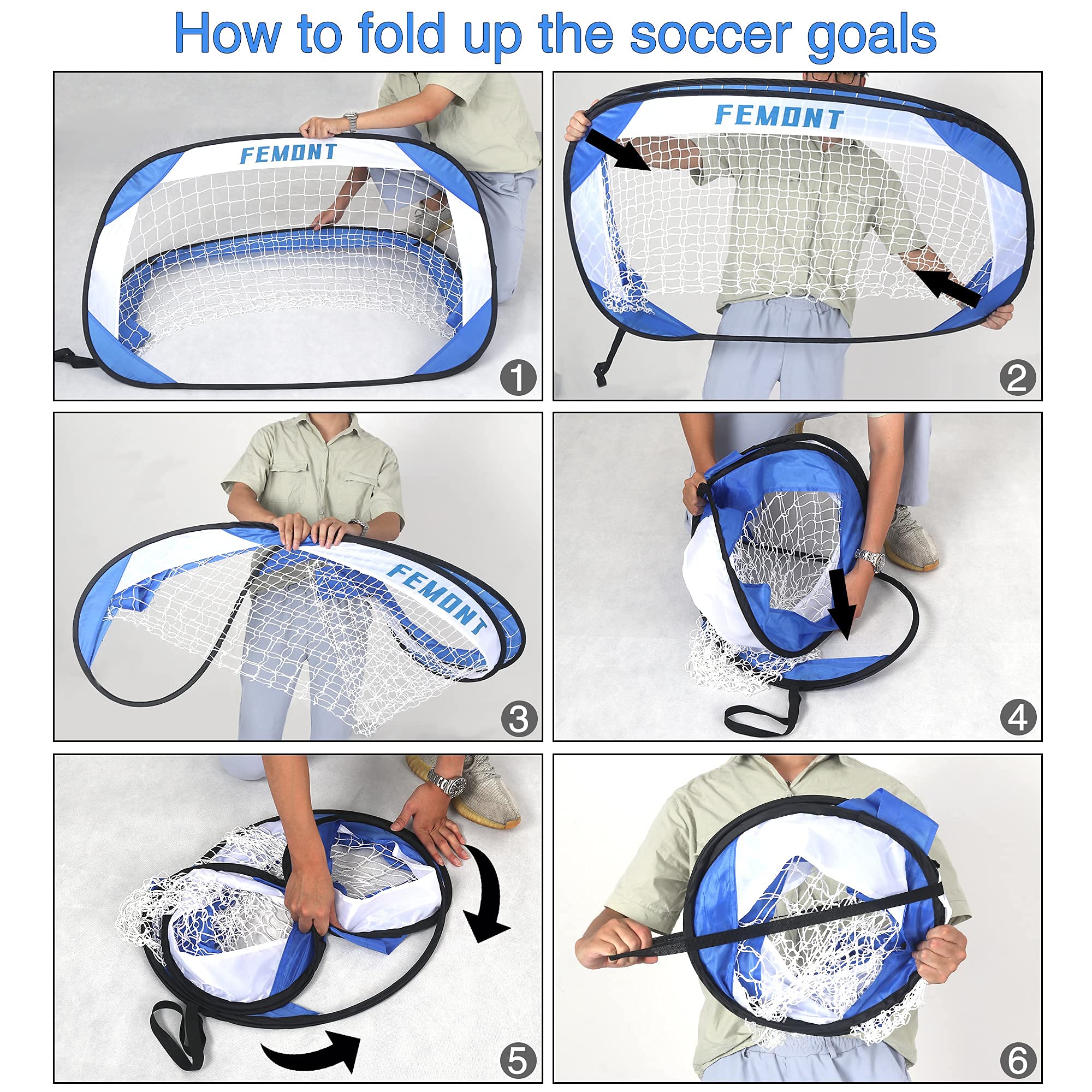 Femont Soccer Goals Set For Backyard, 4X2.5Ft Portable Pop Up Soccer Nets With Carrying Bag For Indoor Outdoor Games Practice Tr