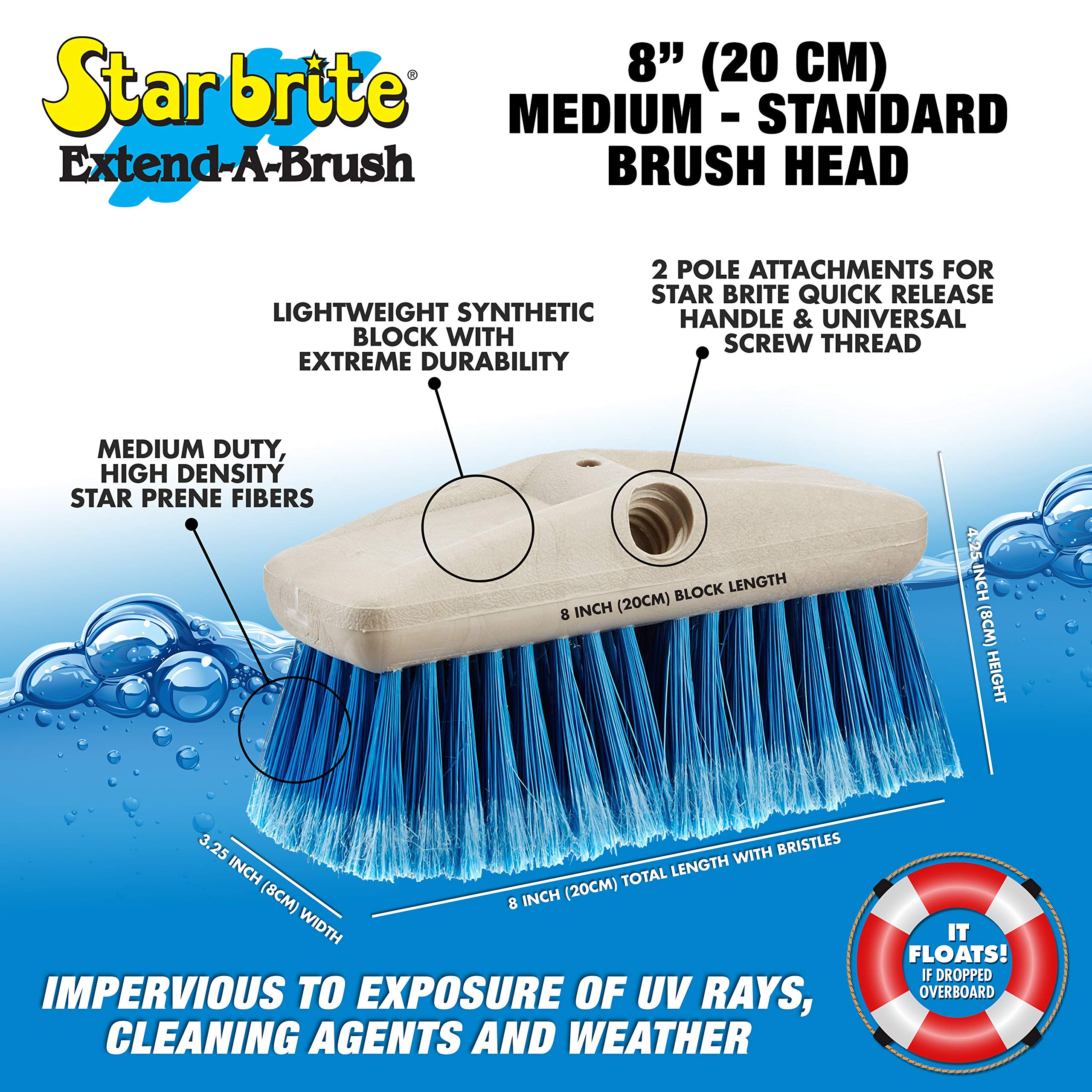 Star Brite Medium Wash Brush (Blue), 8-Inch