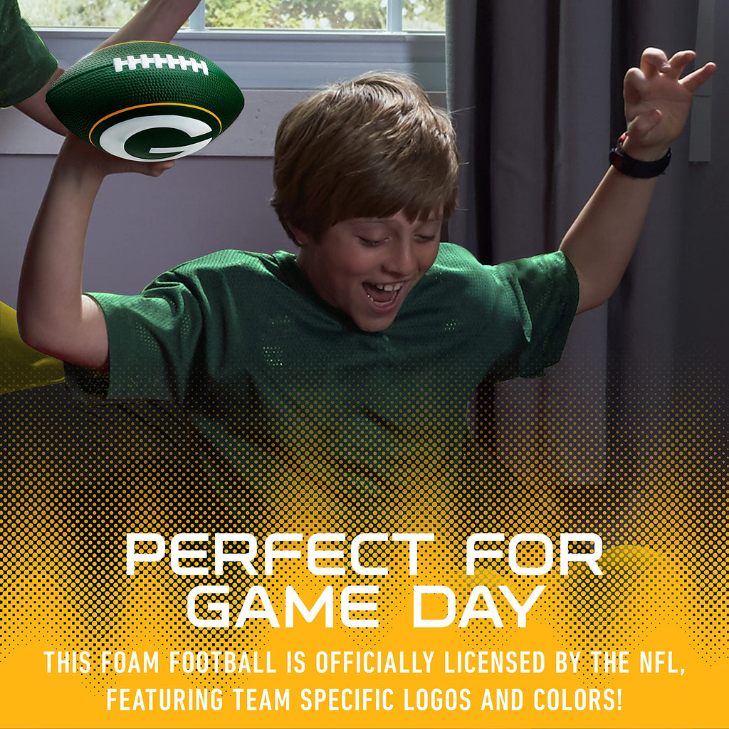 Franklin Sports Nfl Green Bay Packers Football - Kids Foam Football - Soft Football - Mini Size - Perfect For Gameday - 8.5'' 3D