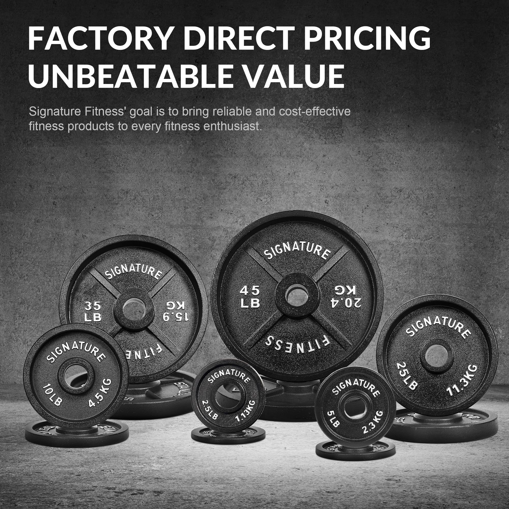 Fitvids Deep Dish 2-Inch Olympic Cast Iron Weight Plates with E-Coating  35lb (SET OF 2)  Black
