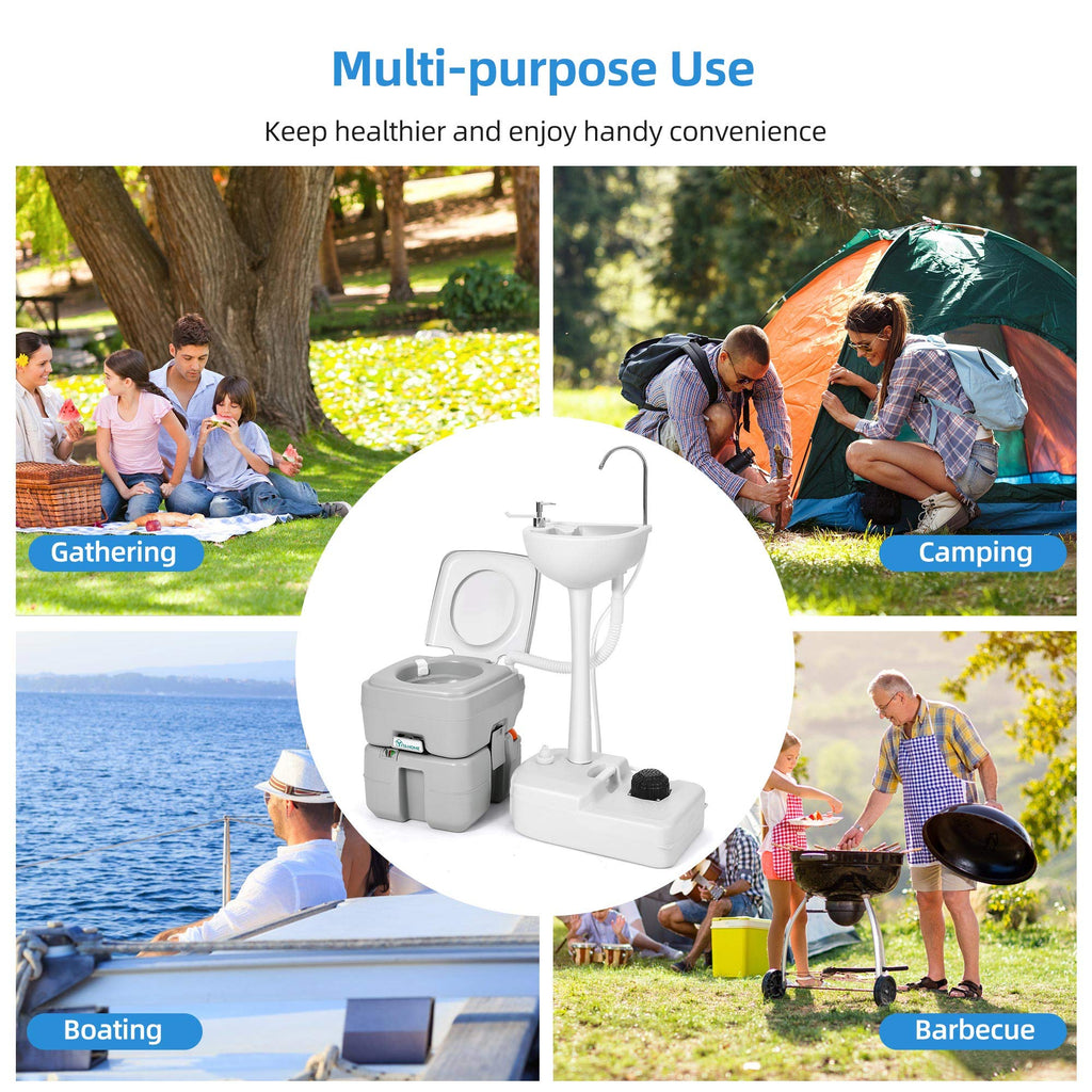 Yitahome Portable Sink And Toilet, 17 L Hand Washing Station & 5.3 Gallon Flush Potty,For Outdoor,Camping, Rv, Boat, Camper, Tra