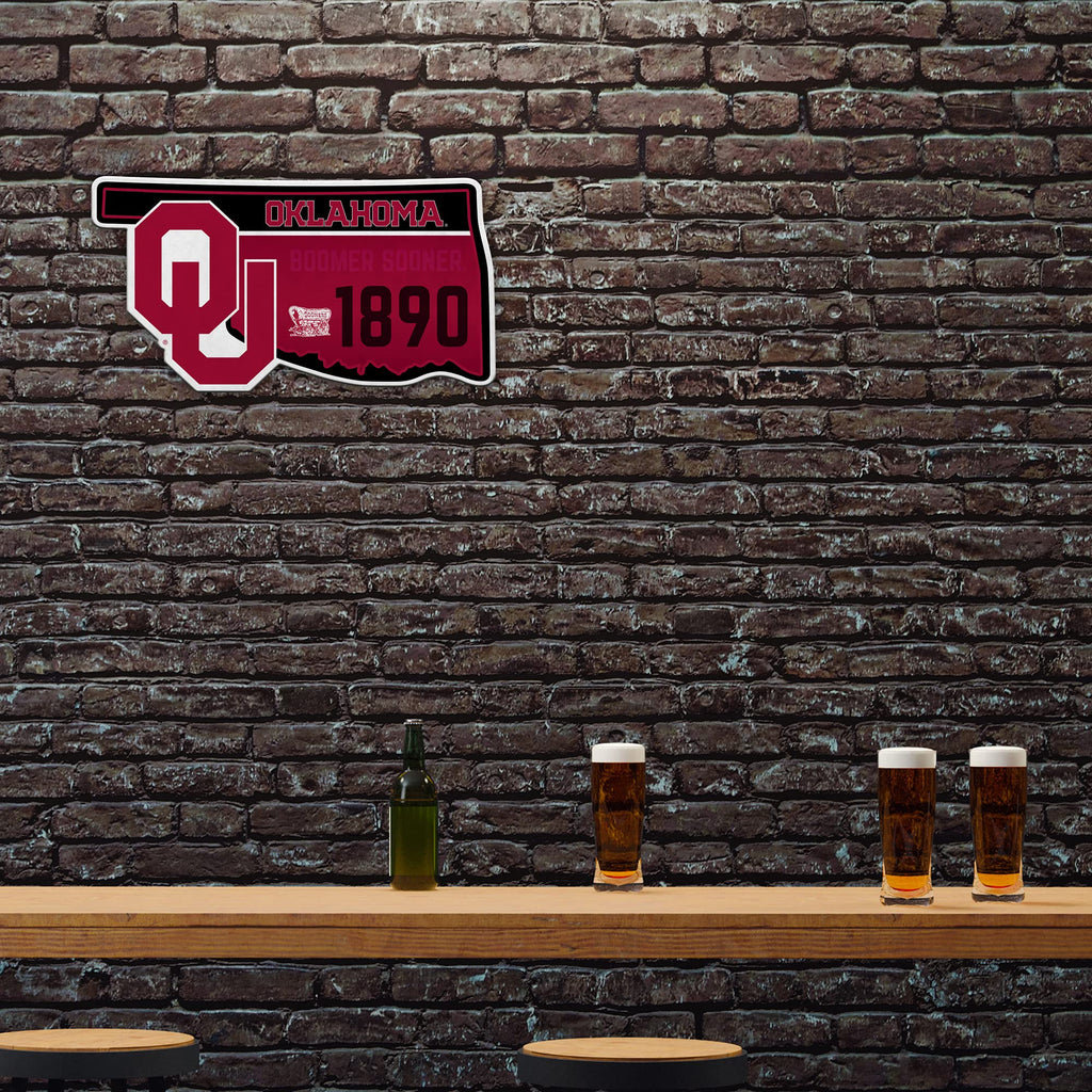 Rico Industries Ncaa Oklahoma Sooners State Shape Shape Cut Pennant - Home And Living Room D  Cor - Soft Felt Ez To Hang