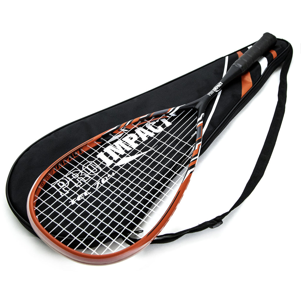 Pro Impact Graphite Carbon Fiber Squash Racket - Full Size Lightweight - With Carry On Cover & Durable Strings - Made Of Pure Gr