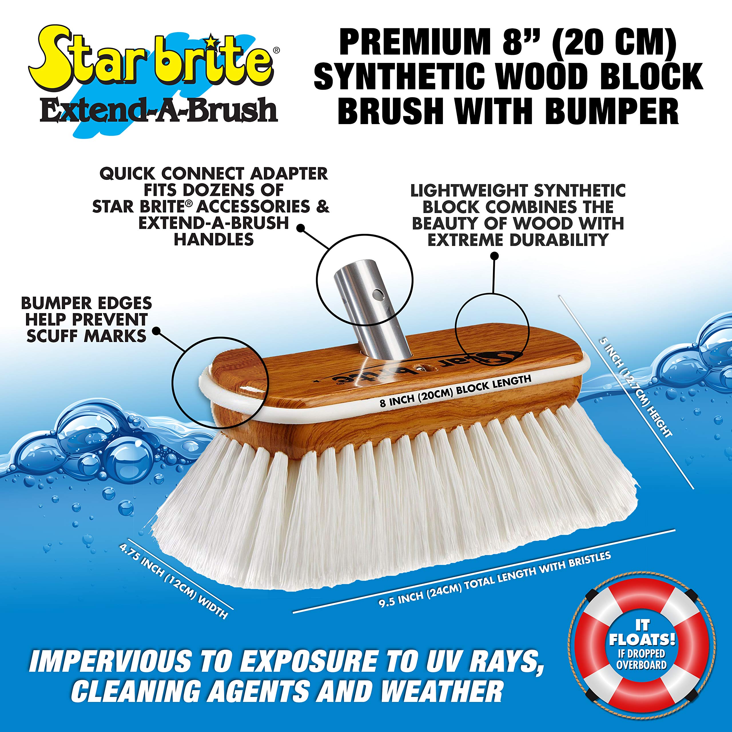 Star Brite Synthetic Wood Brush - Stiff - White , 8''
