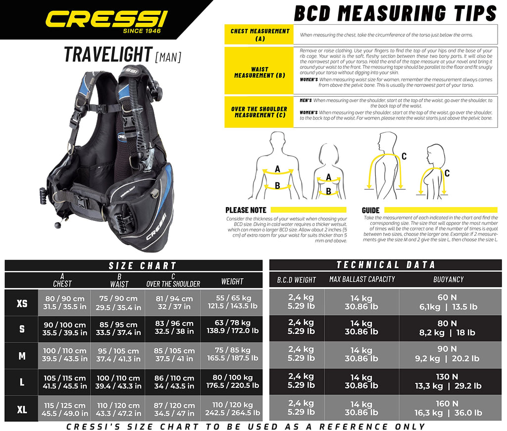 Cressi Travelight, Black/Yellow, Xl