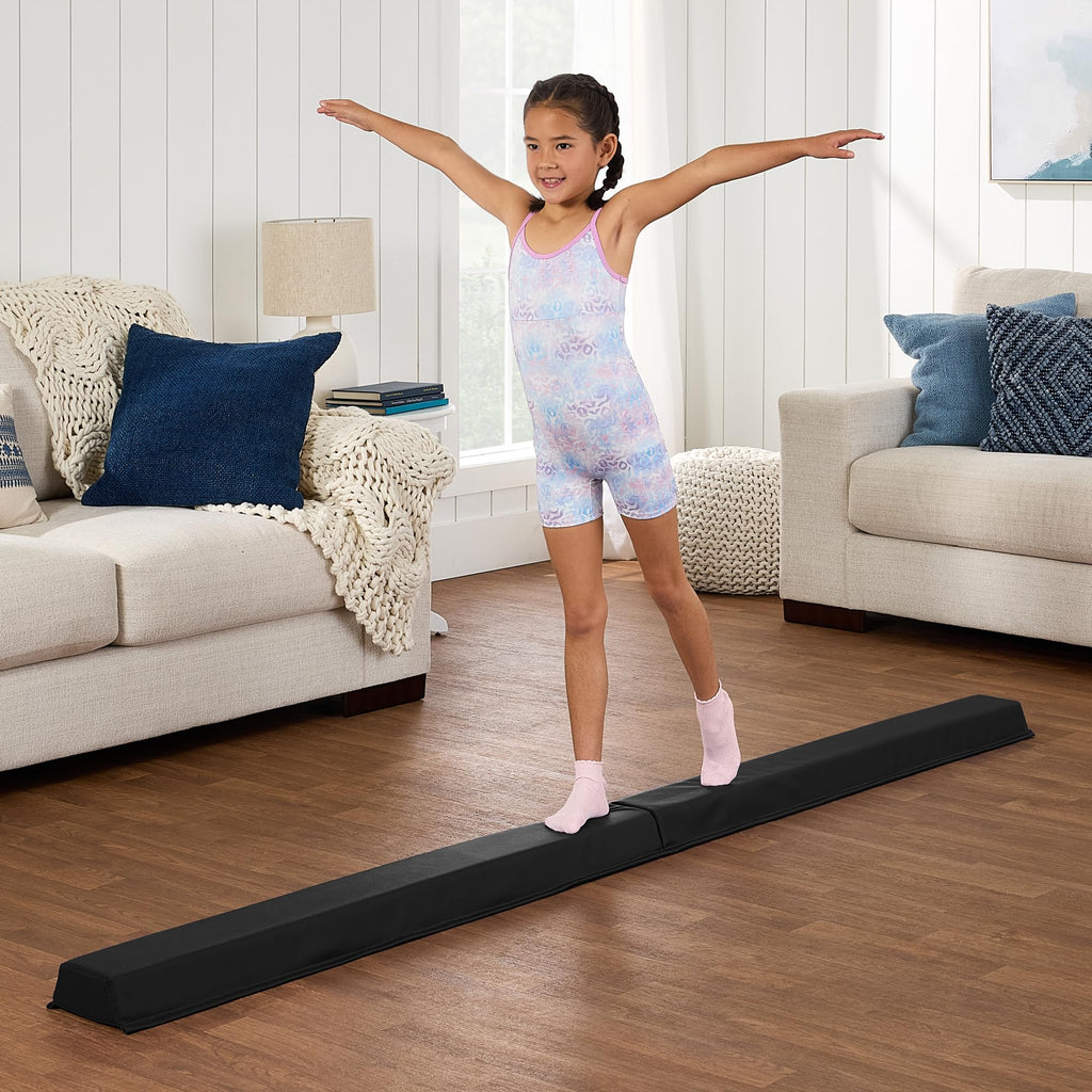 Best Choice Products 8Ft Folding Floor Balance Beam 2-Panel For Gymnastics Practice, Exercise - Black