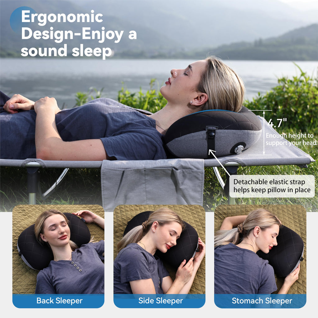 Marchway Ultralight Inflatable Camping Pillow With Soft Washable Cover, Compact Compressible Portable Travel Air Pillow For Outd