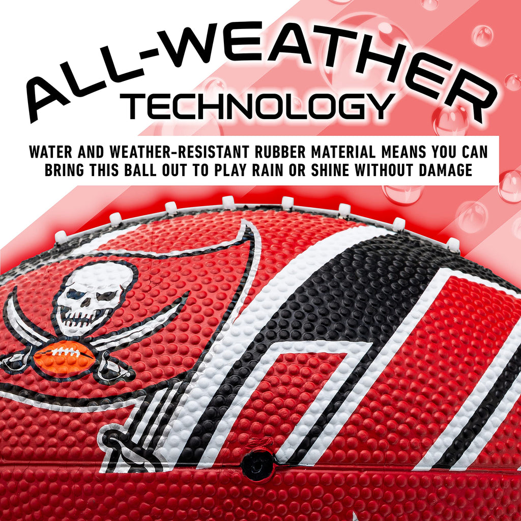 Franklin Sports Nfl Tampa Bay Buccaneers Football - Youth Football - Mini 8.5'' Rubber Ball - Perfect For Kids - Team Logos And