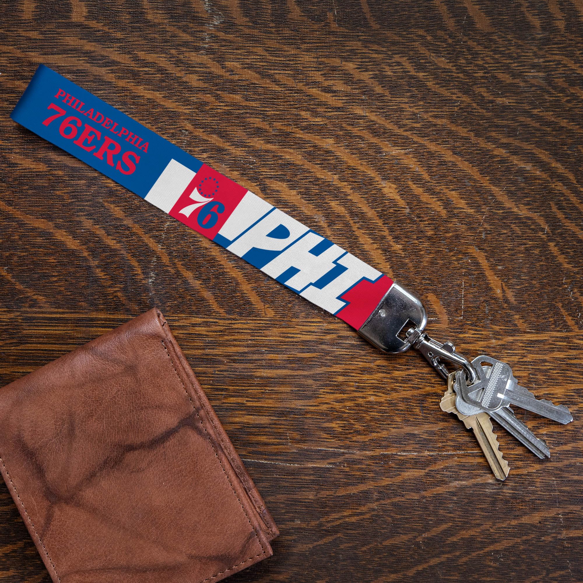 Rico Industries Nba Basketball Philadelphia 76Ers Wrist Lanyard Key Chain, Cute Wristlet Strap Keychain Holder For Women Men Car