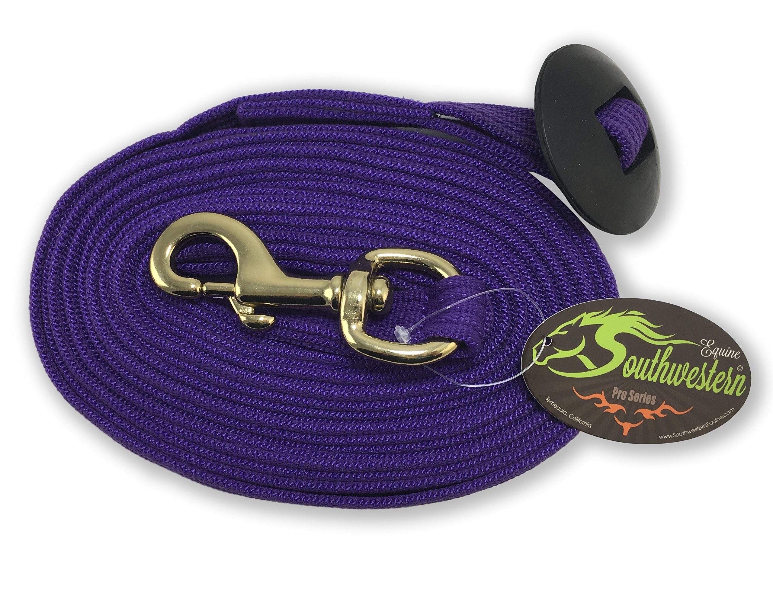 Southwestern Equine Lunge Line for Horses Cotton Horse Lunge Line with Bolt Snap & Rubber Stop (Purple, 24')