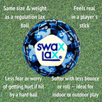 Swax Lax Lacrosse Training Ball - Indoor Outdoor Practice Less Bounce & Rebounds (1 Blue Camo Sticks)