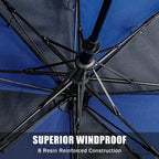 G4Free 62Inch Portable Golf Umbrella Automatic Open Large Oversize Vented Double Canopy Windproof Waterproof Sport Umbrellas(Blu
