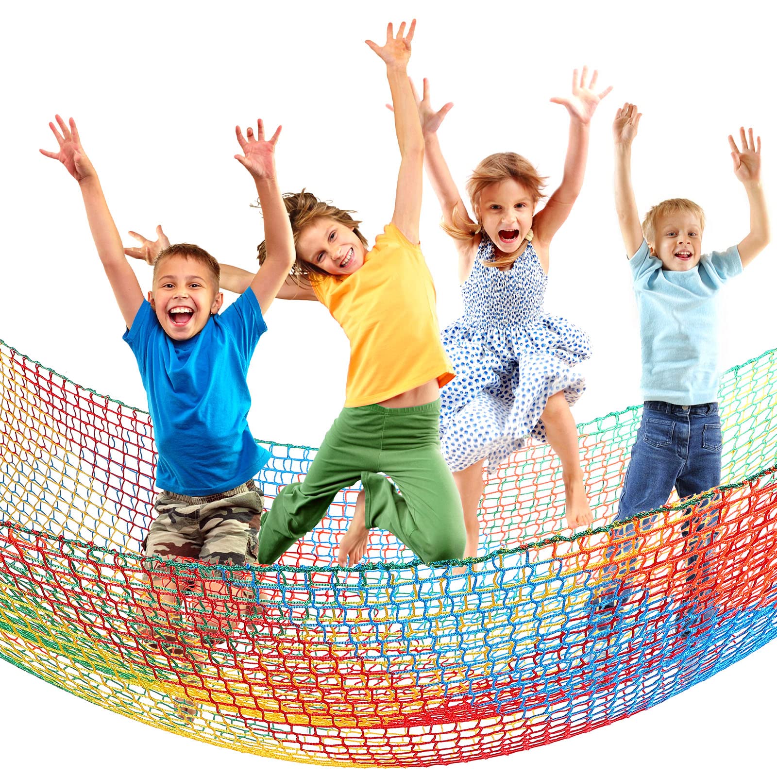 Climbing Cargo Net 6.5 x 9.8 ft Large Kids Backyard Climbing Net Double Layers Playground Safety Net with Storage Bag for Monkey