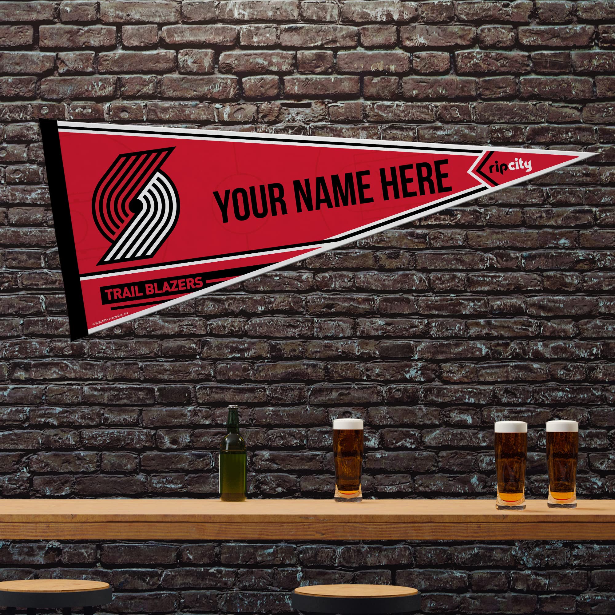 Rico Industries Nba Basketball Portland Trail Blazers Personalized - Custom 12'' X 30'' Soft Felt Pennant - Ez To Hang