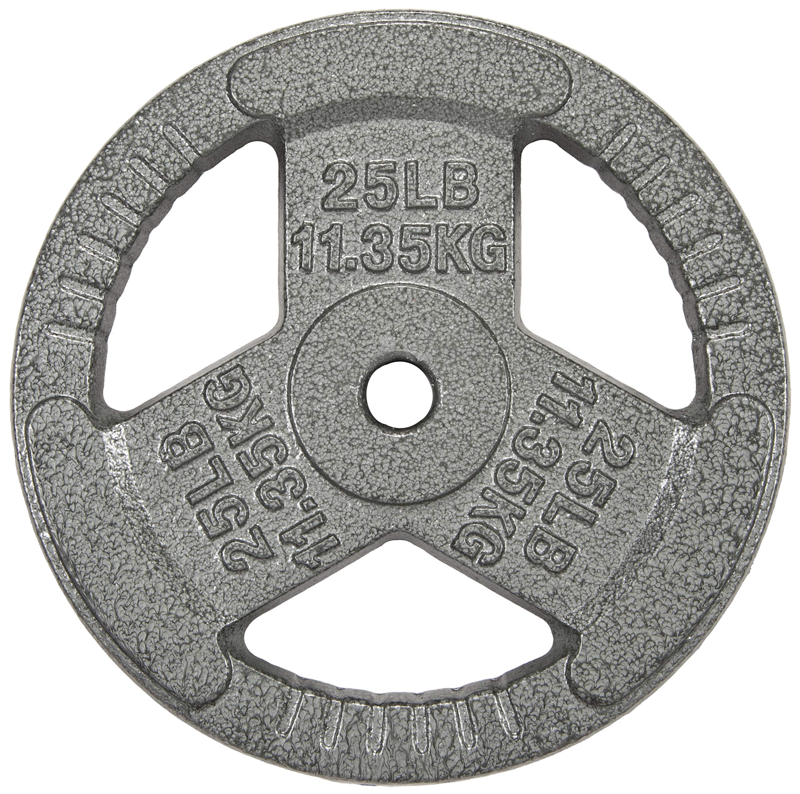 Hulkfit 1-Inch Iron Plate For Strength Training, Weightlifting, Single (25 Pounds), Silver