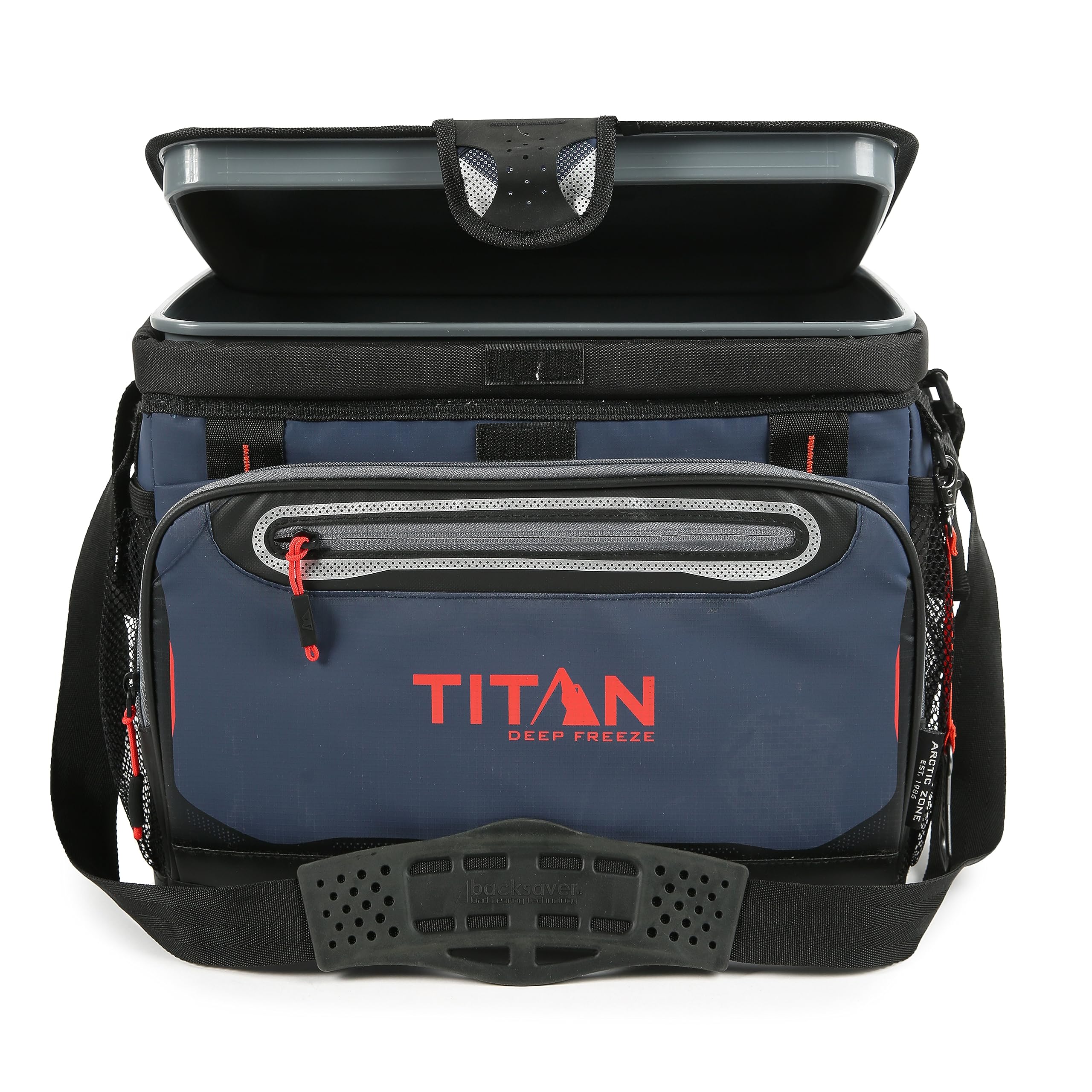 Arctic Zone Titan Deep Freeze Cooler - 30 Can Zipperless Hardbody Cooler - Navy Blue With Deep Freeze Insulation, Hardbody Liner