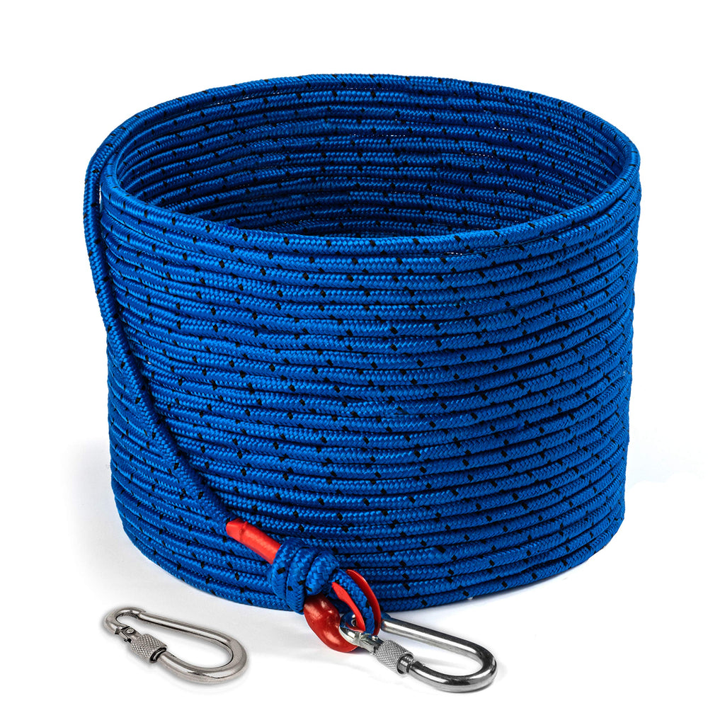 Loreso Strong Magnet Fishing Rope Carabiner, Camping Rope - Heavy Duty 1200 Lb Strength All Purpose Ropes, 1/3 Inch Reinforced P