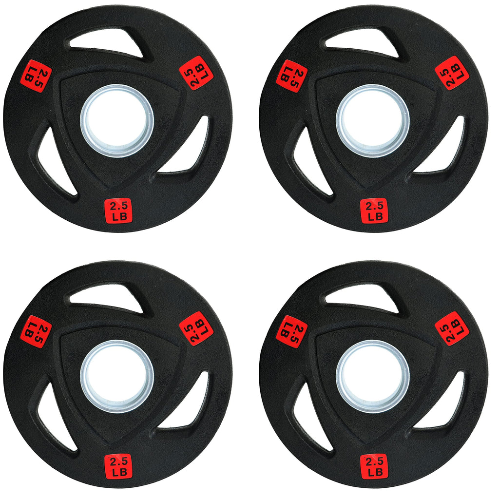 Fitvids Olympic Cast Iron 2-Inch Weight Plate for Strength Training & Weightlifting - Rubber Coate Style - 2.5LB Set of 4 - Blac