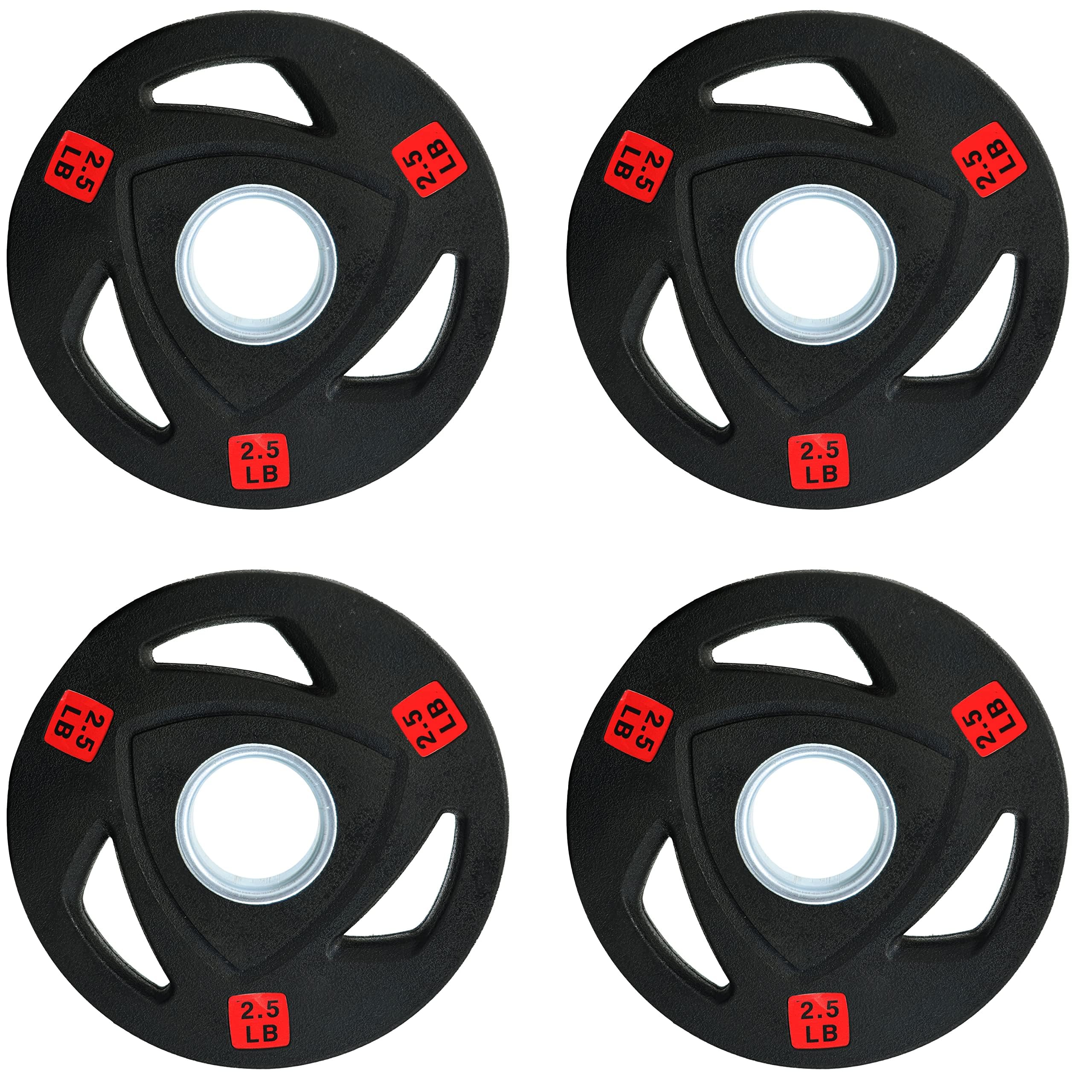 Fitvids Olympic Cast Iron 2-Inch Weight Plate for Strength Training & Weightlifting - Rubber Coate Style - 2.5LB Set of 4 - Blac